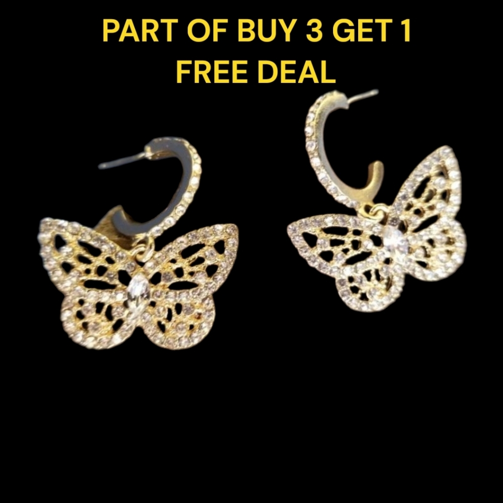 🦋Butterfly Half Hoop Bling Earrings - NWOT🦋